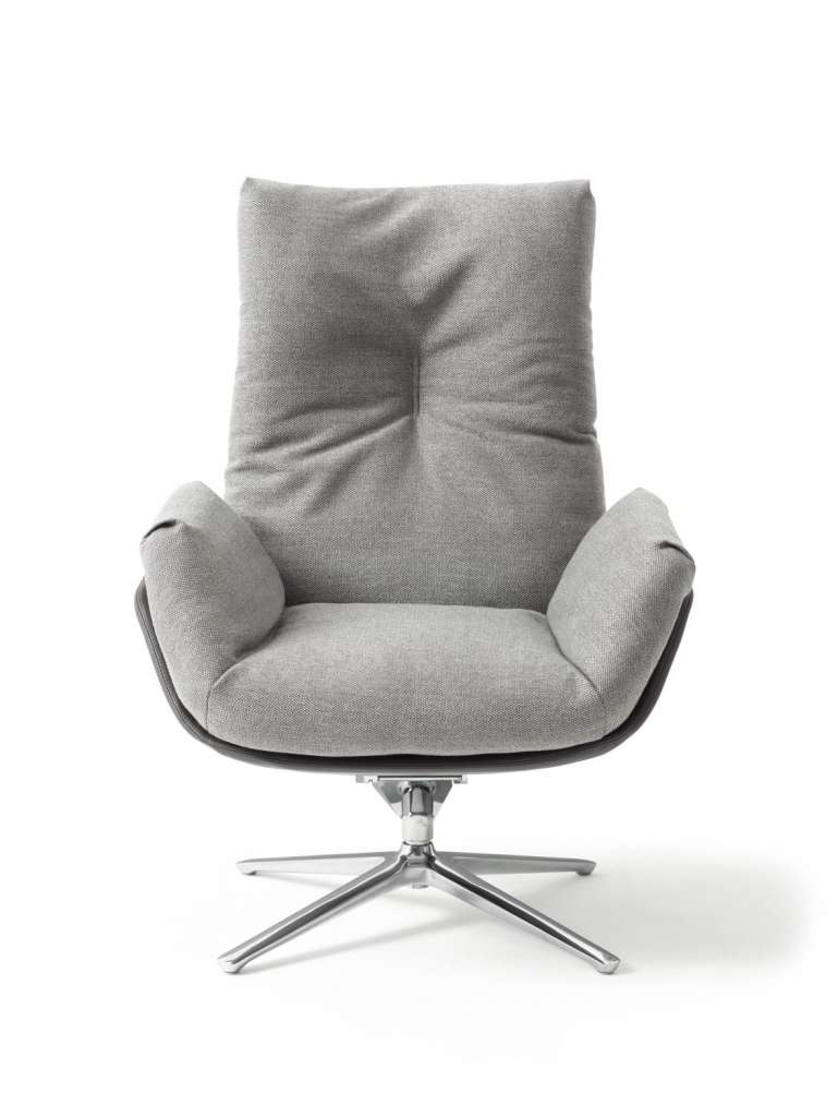 Cor - CORDIA Lounge Drehsessel Korpus Leder, Kissen Leder - mokka - indoor