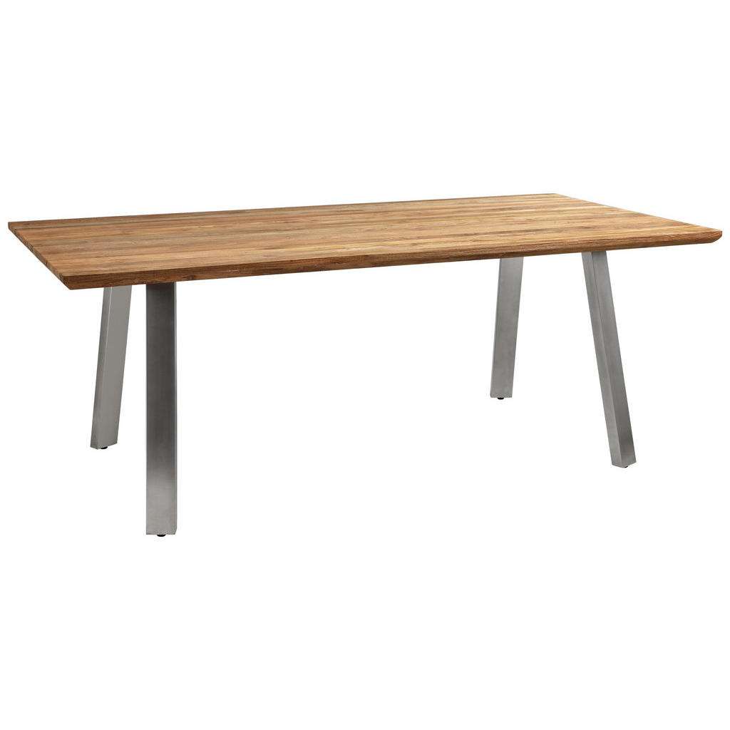 GARTENTISCH Holz, Metall Edelstahlfarben, Teakfarben