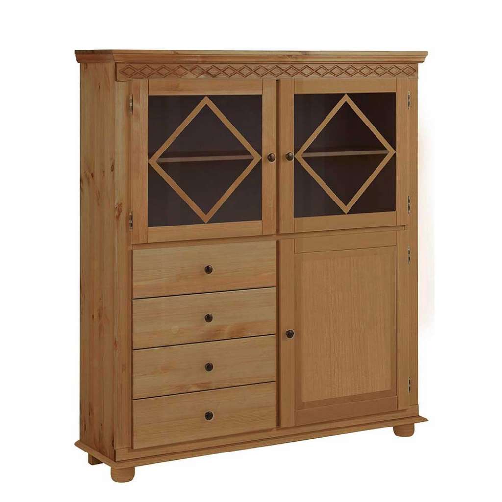 Standvitrine aus Kiefer Massivholz Landhaus Design