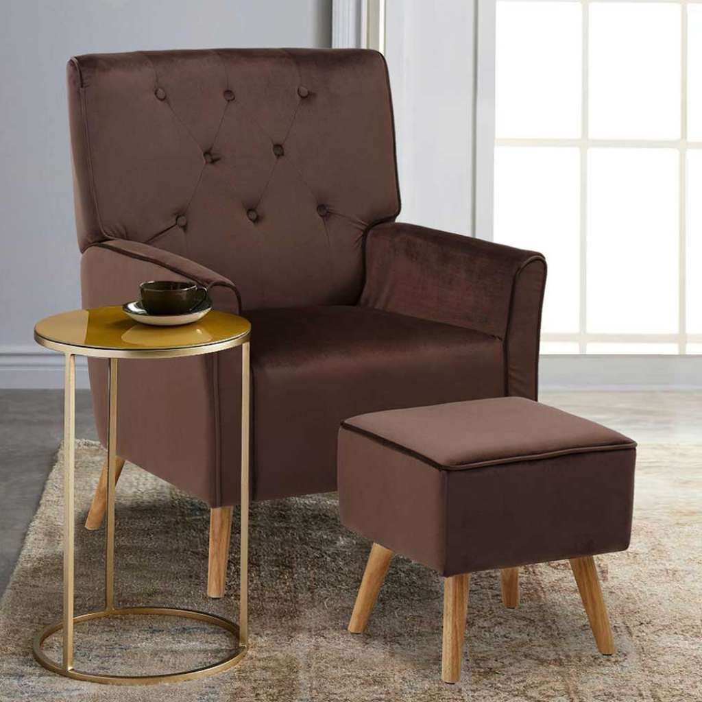Samt Sessel in Braun Retro Design (2-teilig)