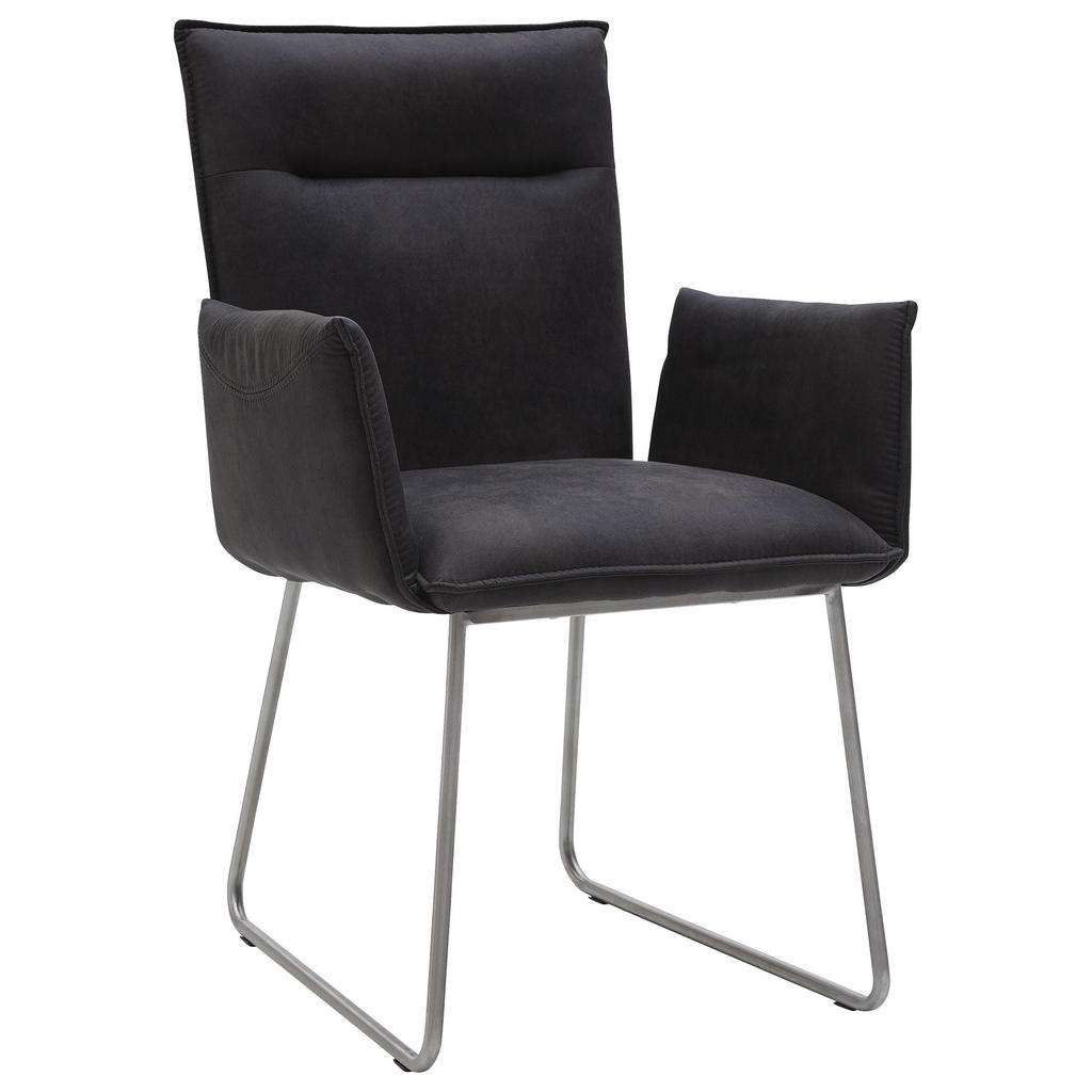 ARMLEHNSTUHL Mikrofaser Anthrazit, Edelstahlfarben