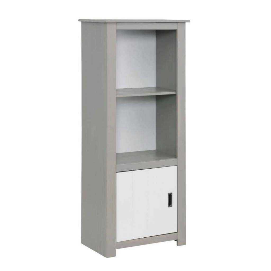 Buchregal in Weiß und Grau Kiefer Massivholz