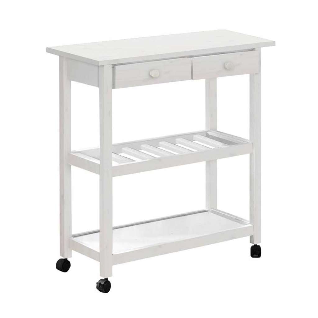 Küchenrollwagen in Weiß lasiert 80 cm breit