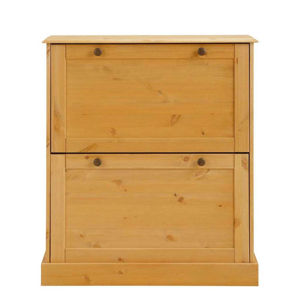 Schuh Klappenschrank aus Kiefer Massivholz 80 cm breit