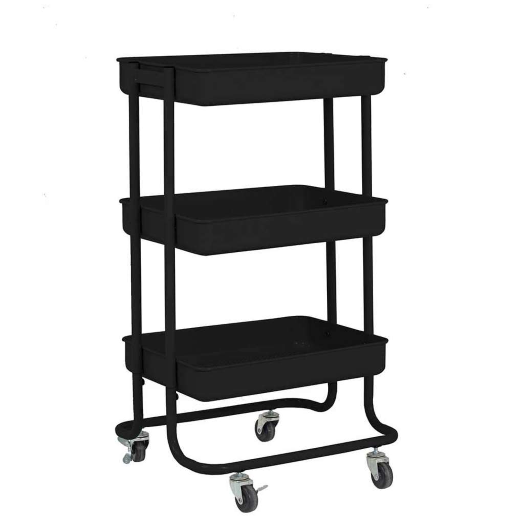 Metall Küchenwagen in Schwarz drei Körben