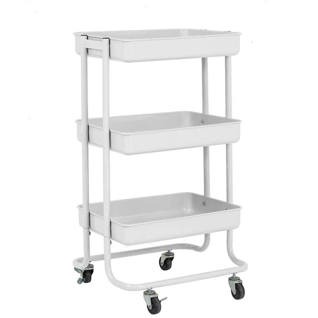 Küchenwagen in Weiß Metall