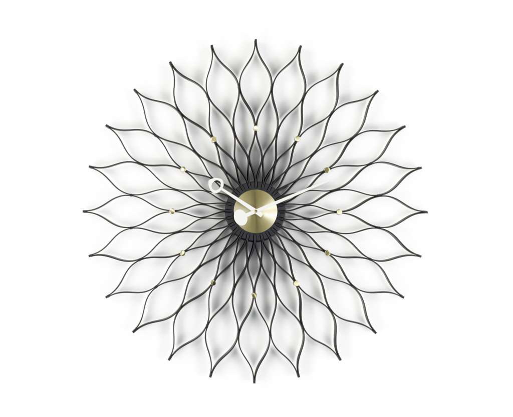 Vitra - Sunflower Clock - Esche schwarz/Messing - indoor