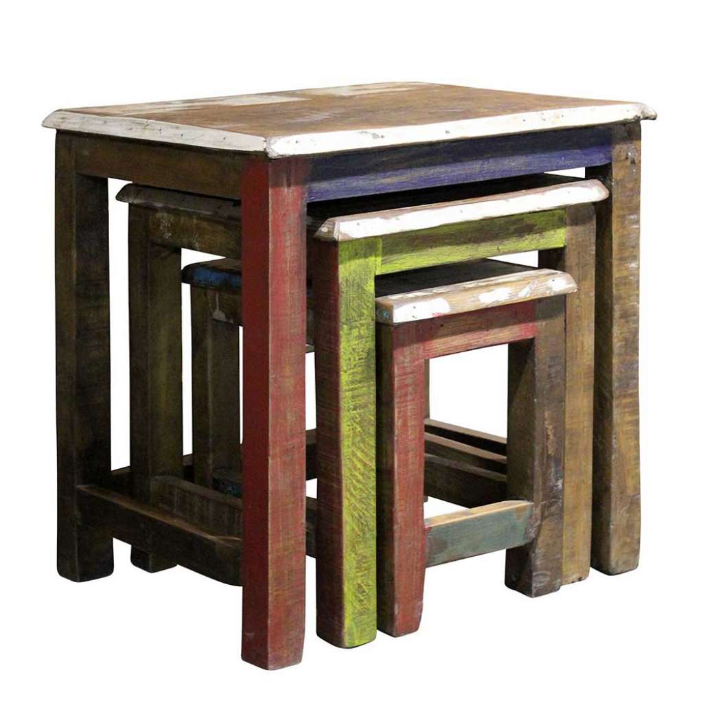 Dreisatztisch in Bunt Shabby Chic Look (3-teilig)