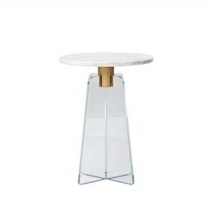 Million - Cupola Beistelltisch - weißer Marmor - klares Glas - indoor