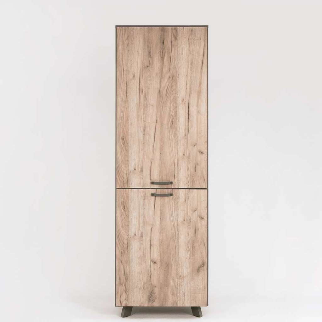 Garderobenschrank in Eiche Grau Optik und Anthrazit 60 cm breit