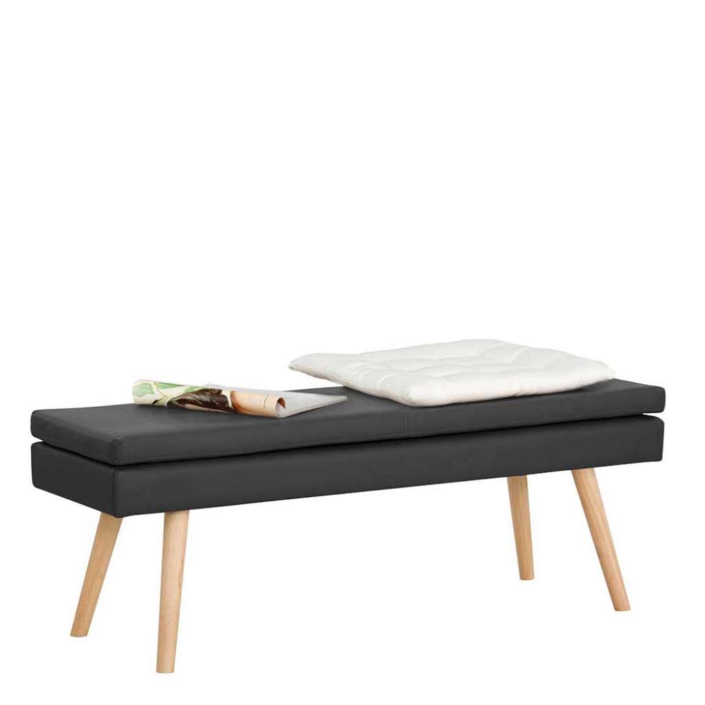 Kunstleder Sitzbank in Schwarz 125 cm breit