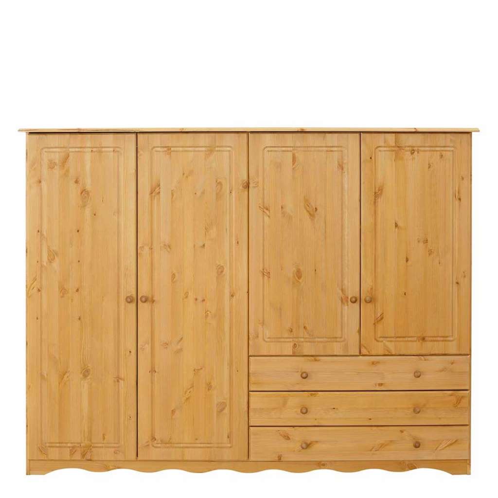 Landhausschlafzimmerschrank aus Kiefer Massivholz 140 cm hoch
