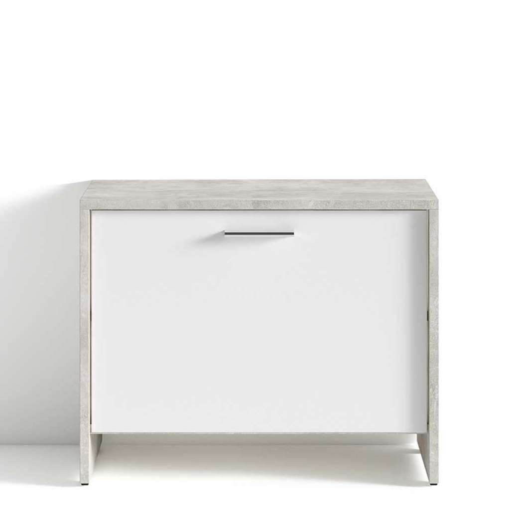 Garderobenbank in Weiß und Beton Grau Klappe