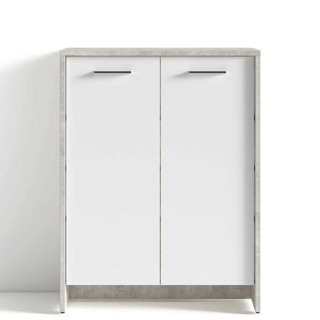 Garderobenschuhschrank in Weiß und Beton Grau modern