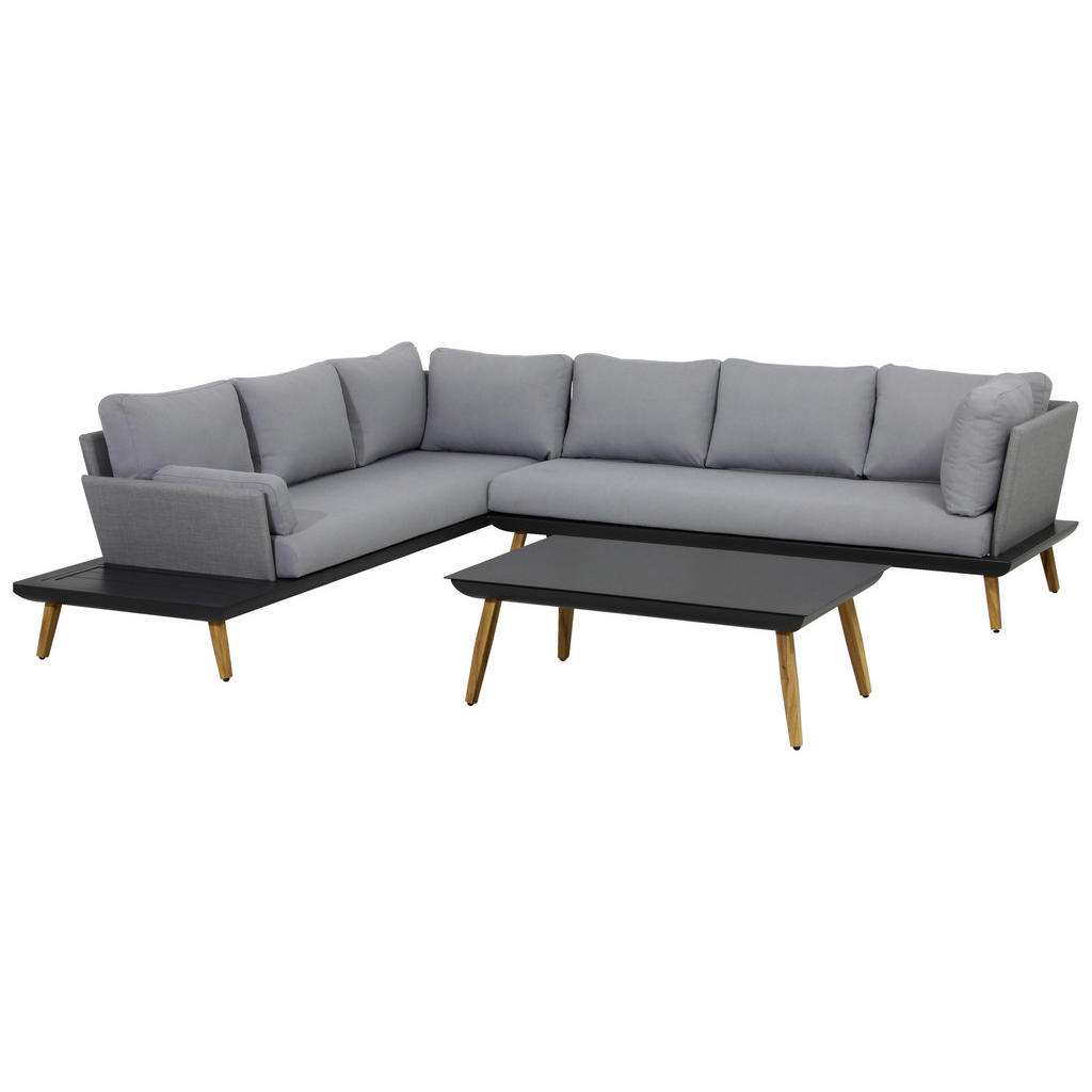 LOUNGEGARNITUR Braun, Hellgrau, Dunkelgrau Aluminium