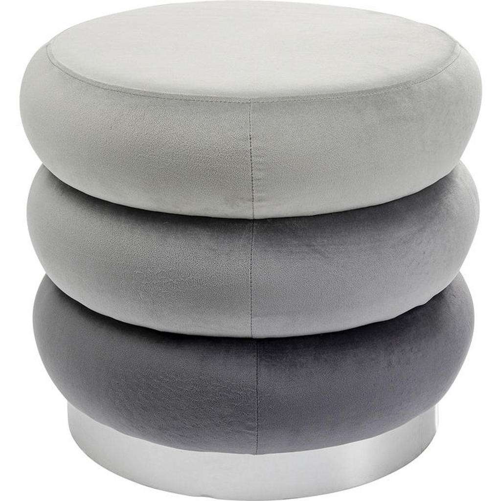 HOCKER Samt Grau, Hellgrau