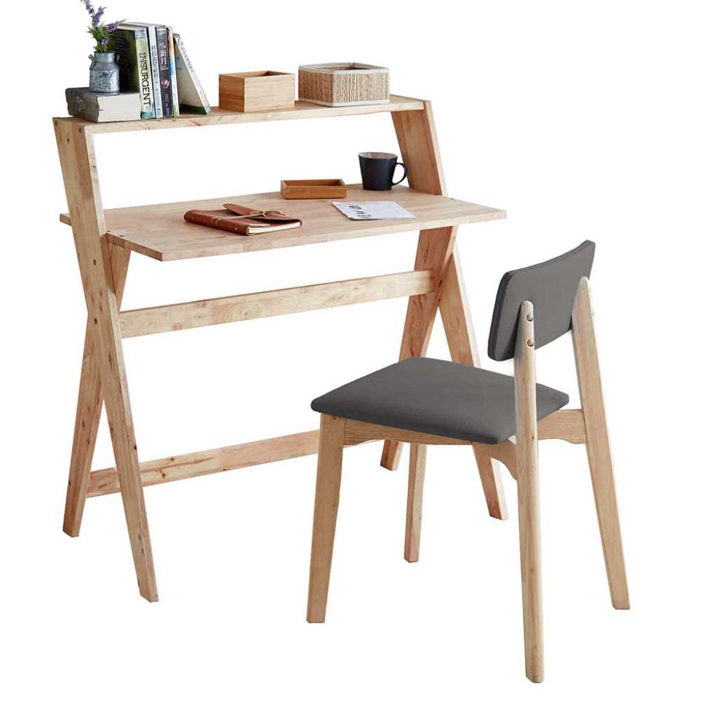 Skandi Design Schreibtisch aus Massivholz Stuhl (2-teilig)