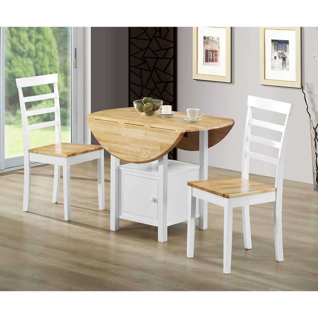 Kleine Esszimmergruppe in Weiß und Honigfarben Kiefer Massivholz (3-teilig)