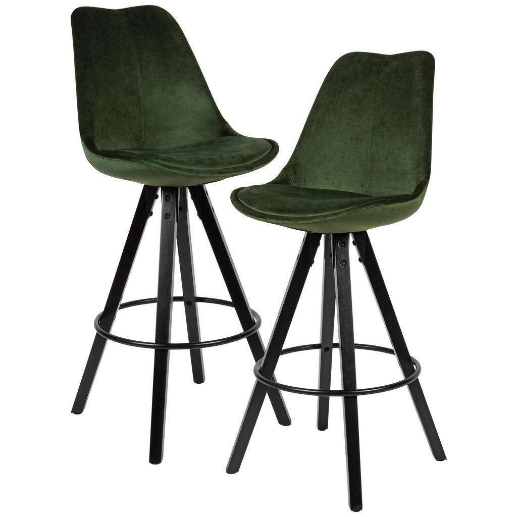 BARHOCKER-SET Samt Grün
