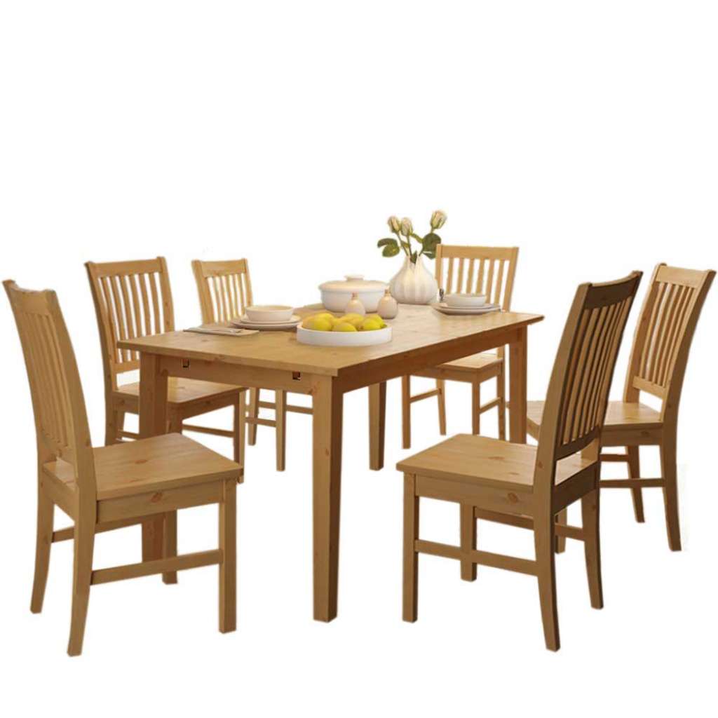 Massivholz Esszimmer Sitzgruppe im Landhausstil Kiefer gebeizt und geölt (7-teilig)