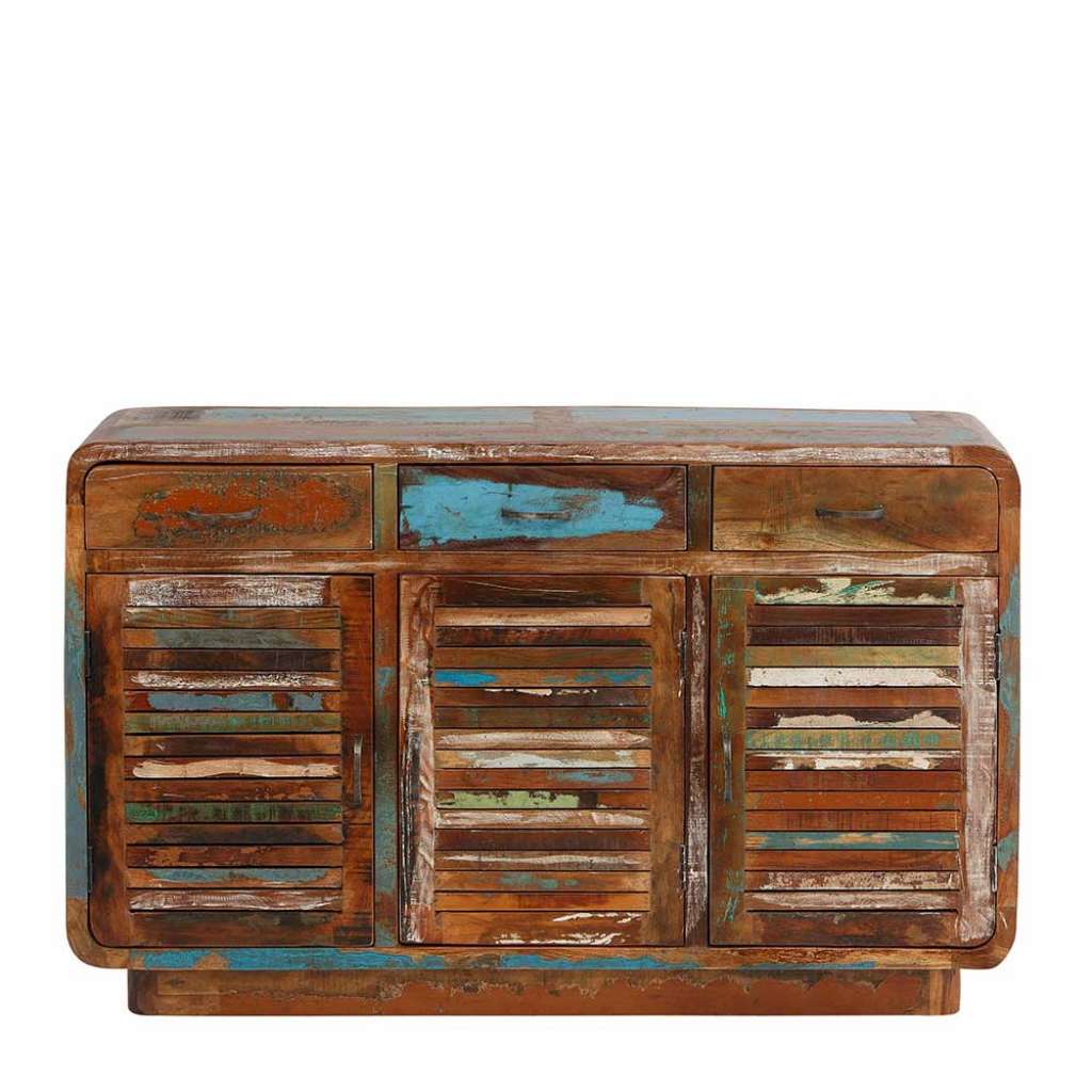Buntes Sideboard im Shabby Chic Design Mangobaum Recyclingholz