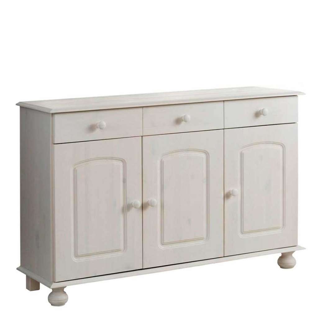 Massivholz Sideboard in Weiß lasiert Kiefer