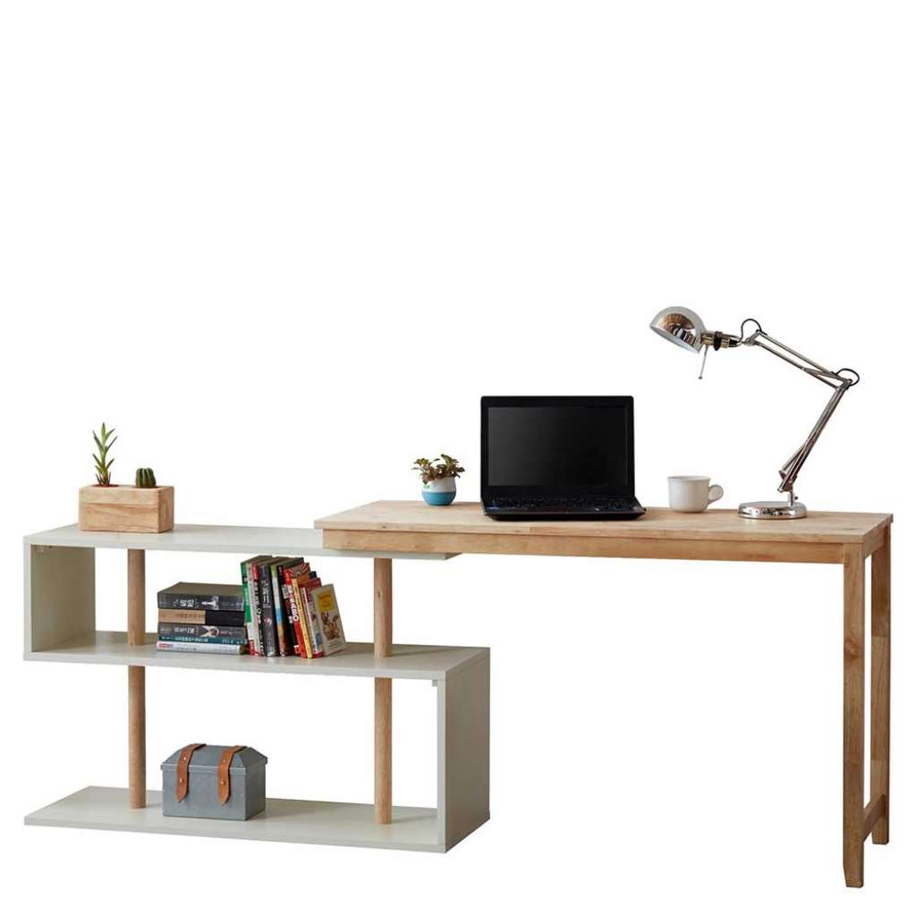 PC Tisch im Skandi Design Seitenregal