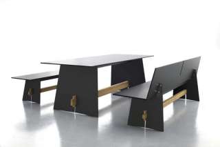 Conmoto - Tension Bank - anthrazit - Traverse aus Teakholz - indoor