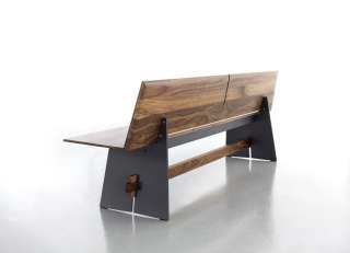 Conmoto - Tension Wood Bank mit Rückenlehne - anthrazit - Nussbaum - indoor