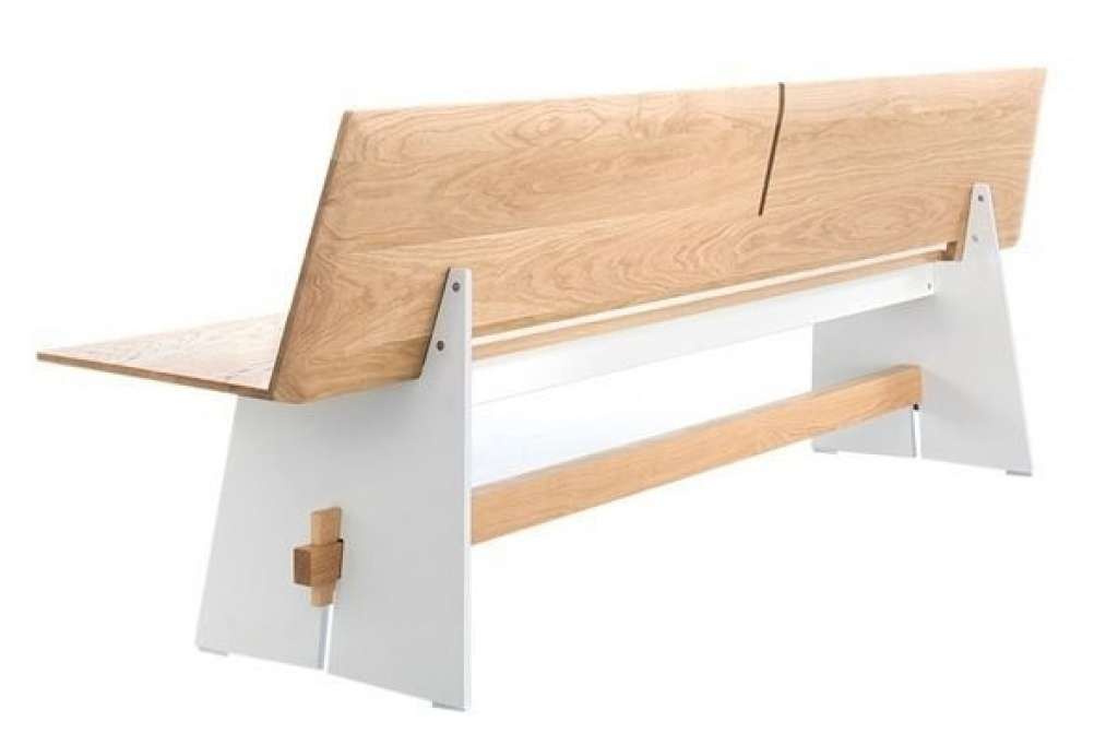 Conmoto - Tension Wood Bank mit Rückenlehne- wit - Eichenholz - indoor