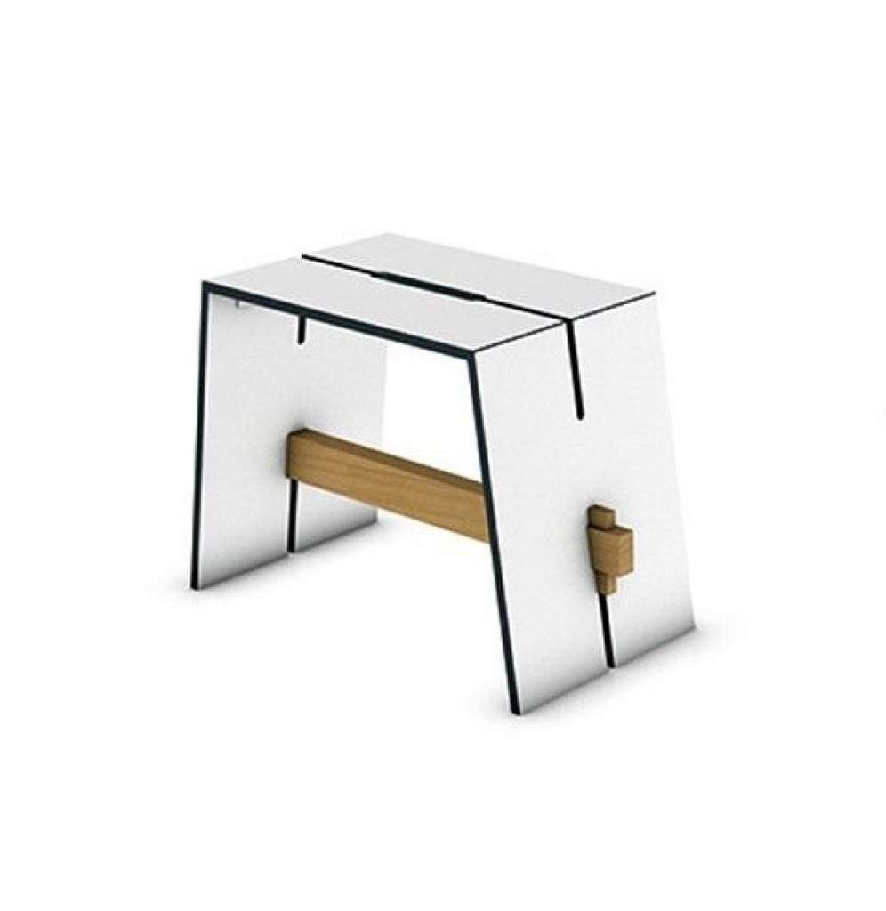 Conmoto - Tension Beistelltisch&Hocker M - wit - Traverse Teak - indoor