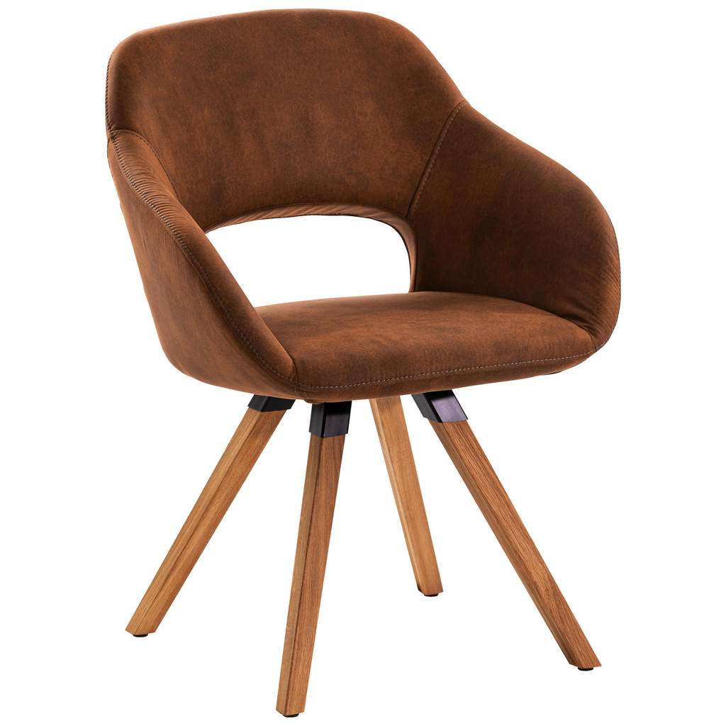 STUHL Mikrofaser Balkeneiche massiv Braun, Eichefarben