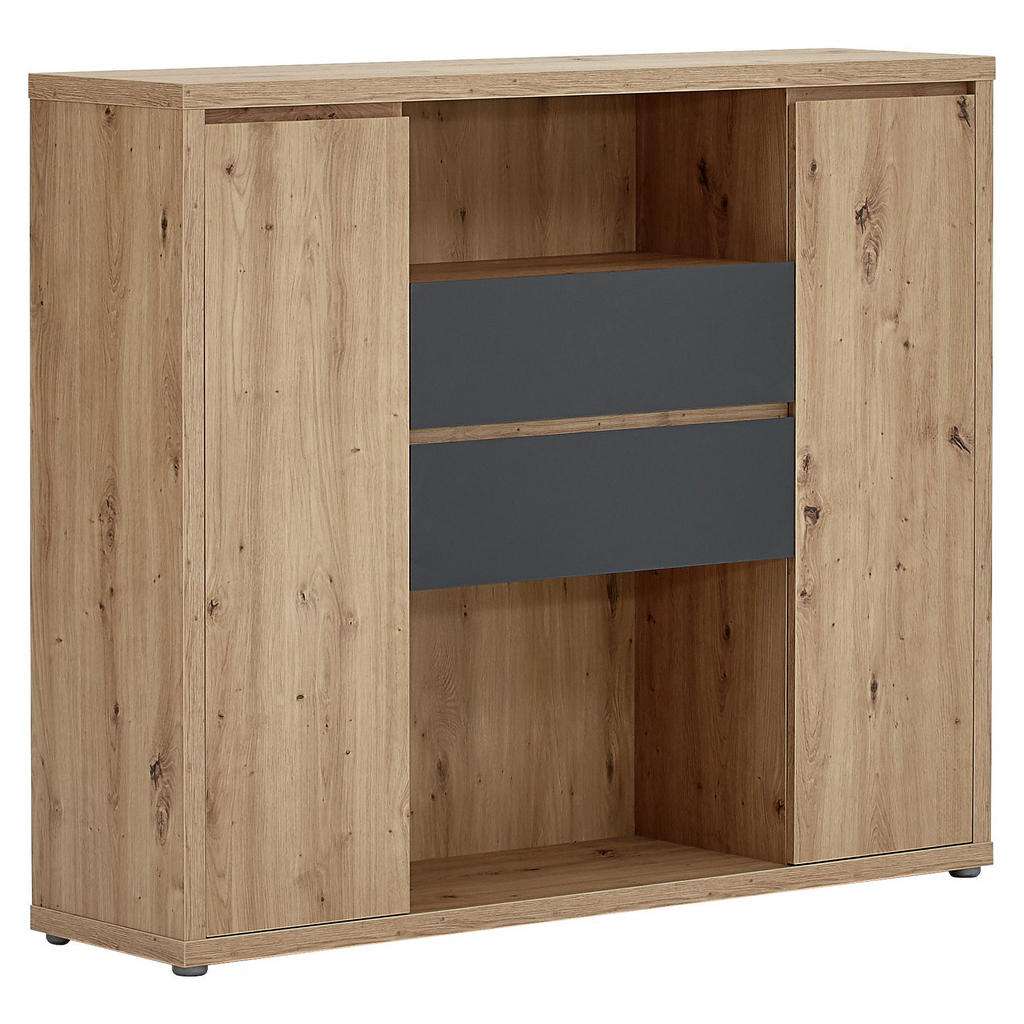 SIDEBOARD lackiert Anthrazit, Eichefarben