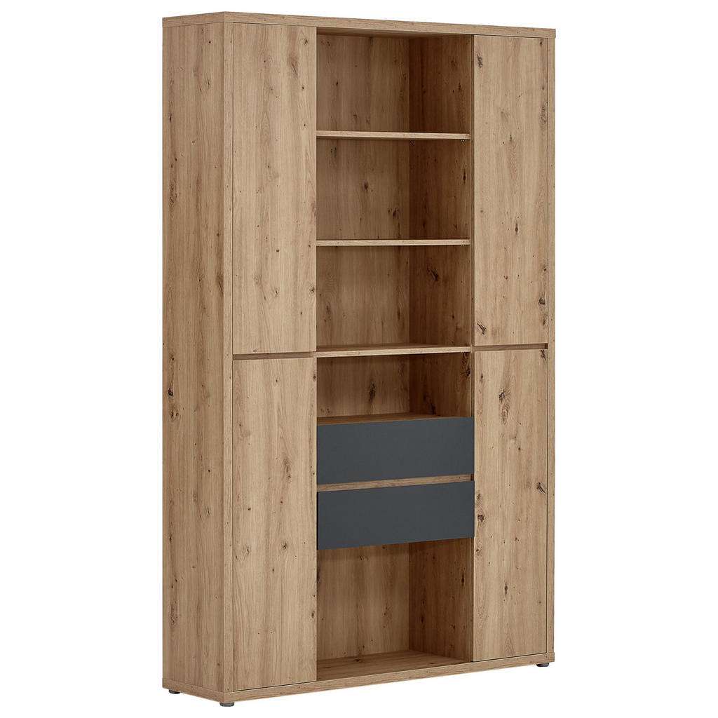 MEHRZWECKSCHRANK lackiert Anthrazit, Eichefarben