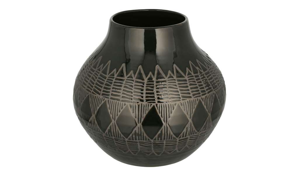 Vase ¦ schwarz ¦ Steingut ¦ Maße (cm): H: 36 Ø: 41 Dekoration > Vasen - Höffner