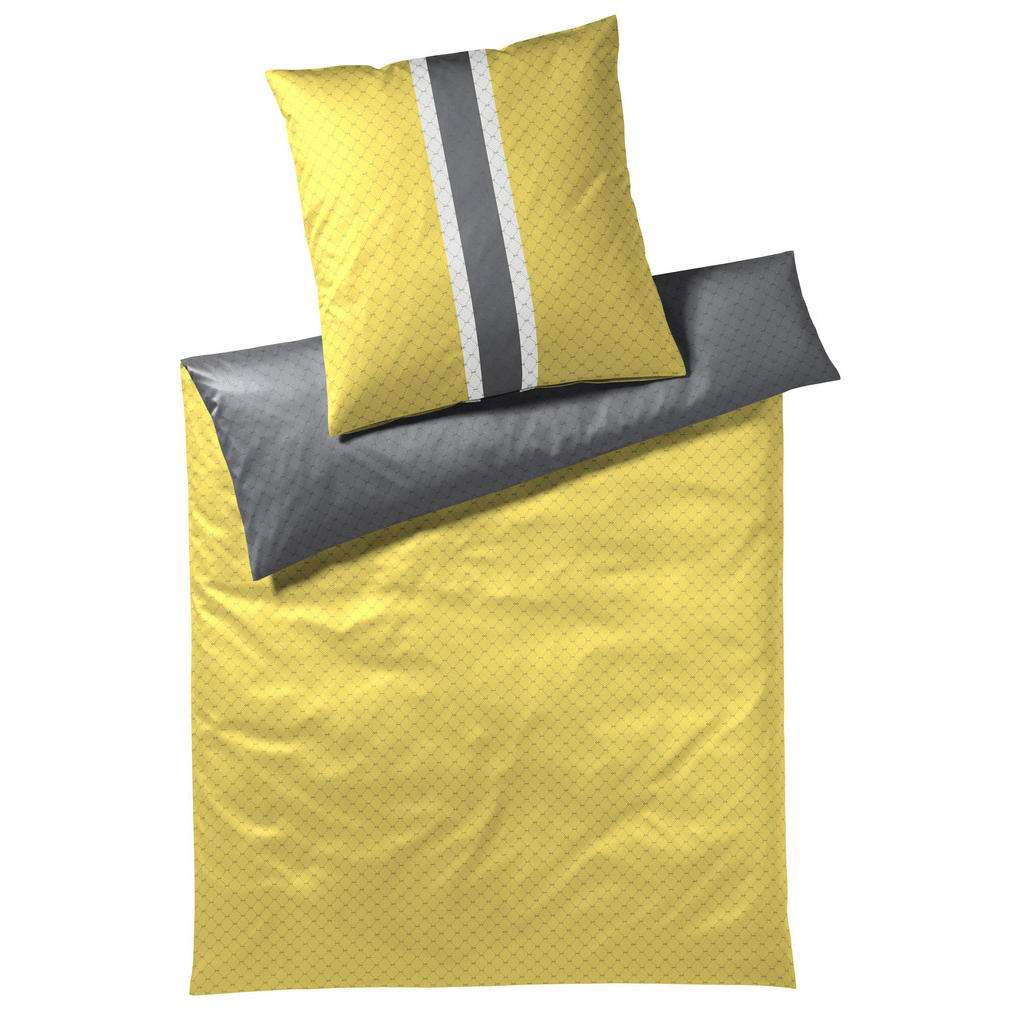 BETTWÄSCHE Makosatin Anthrazit, Gelb 135/200 cm