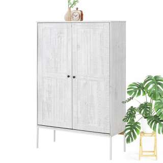 Kiefernschrank in Creme Weiß massiv 90 cm breit