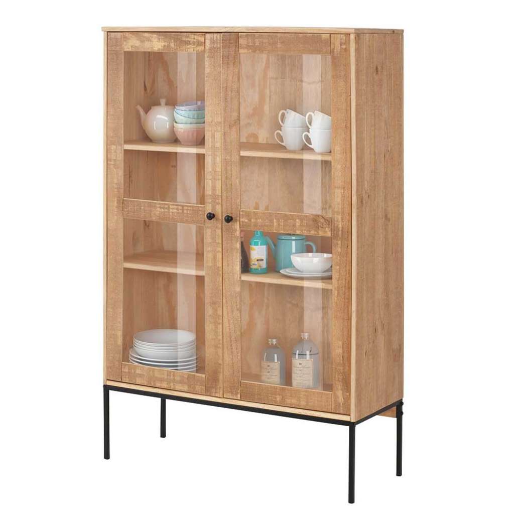 Schrank Vitrine aus Kiefer Massivholz 90 cm breit