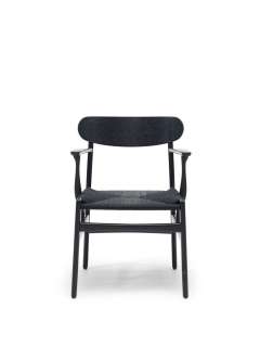 Carl Hansen - CH26 Stuhl - Eiche schwarz lackiert - Geflecht natur - indoor