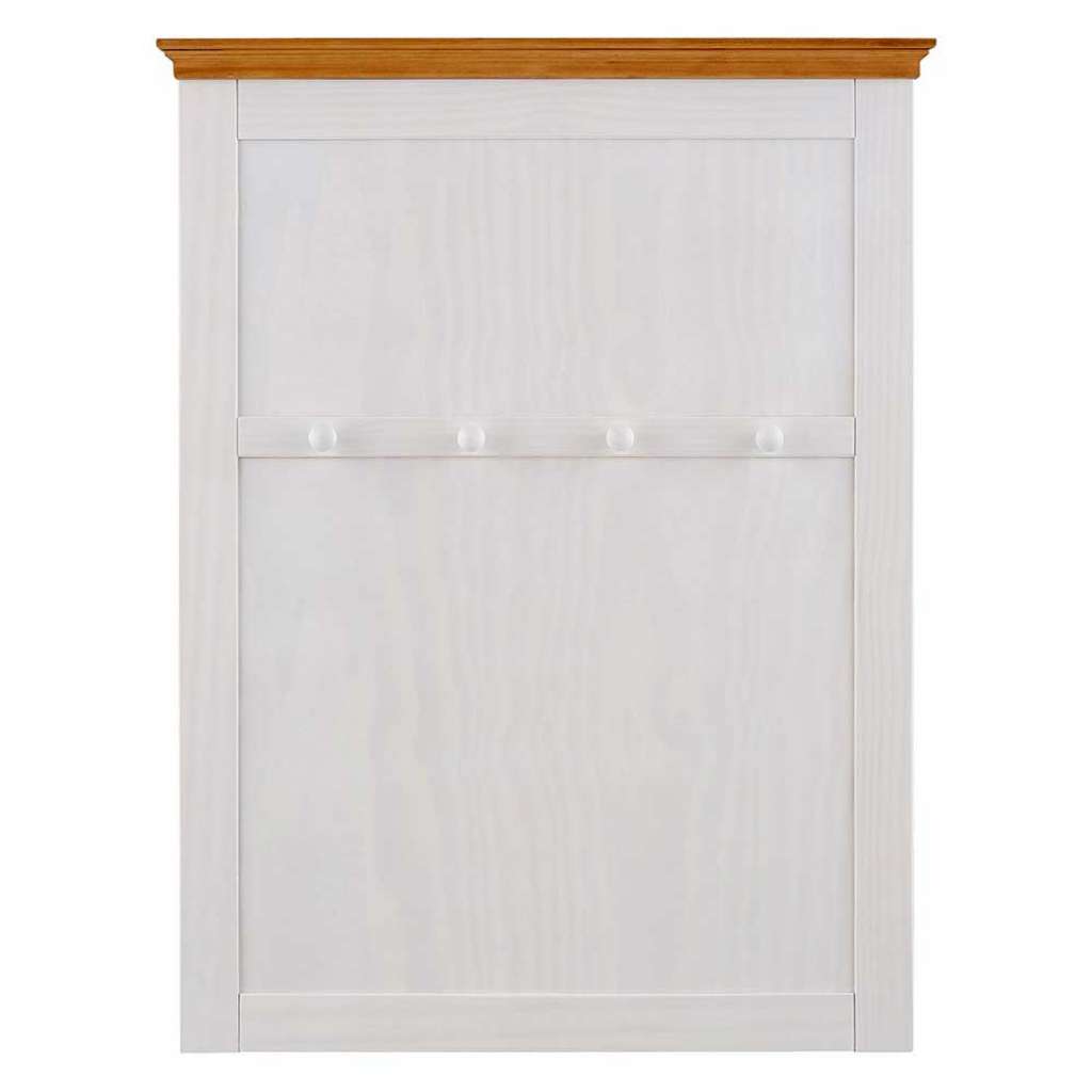 Holzgarderobe in Weiß Kiefer massiv vier Haken