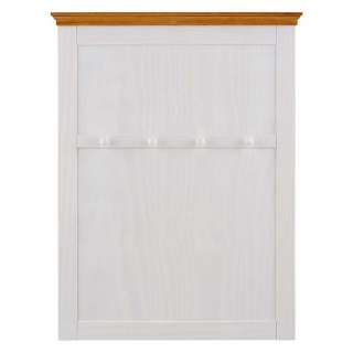 Holzgarderobe in Weiß Kiefer massiv vier Haken