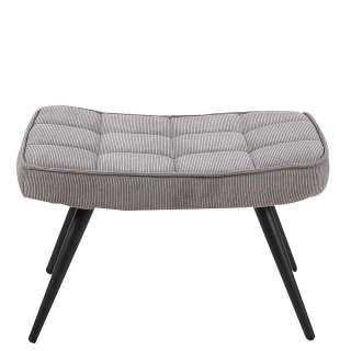 Polsterhocker in Grau Cordstoff Skandi Design
