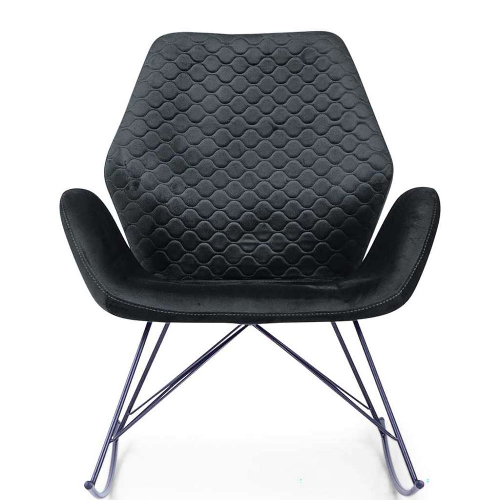 Schaukelsessel in Schwarz Samt Skandi Design