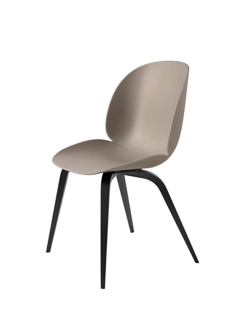 Gubi - Beetle Dining Stuhl - beige - Gestell schwarz gebeizte Buche - indoor