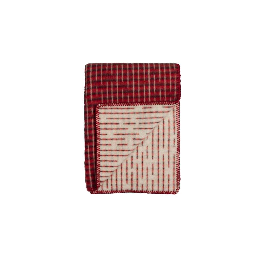 Roros Tweed - Agnes Decke - red-blue - indoor