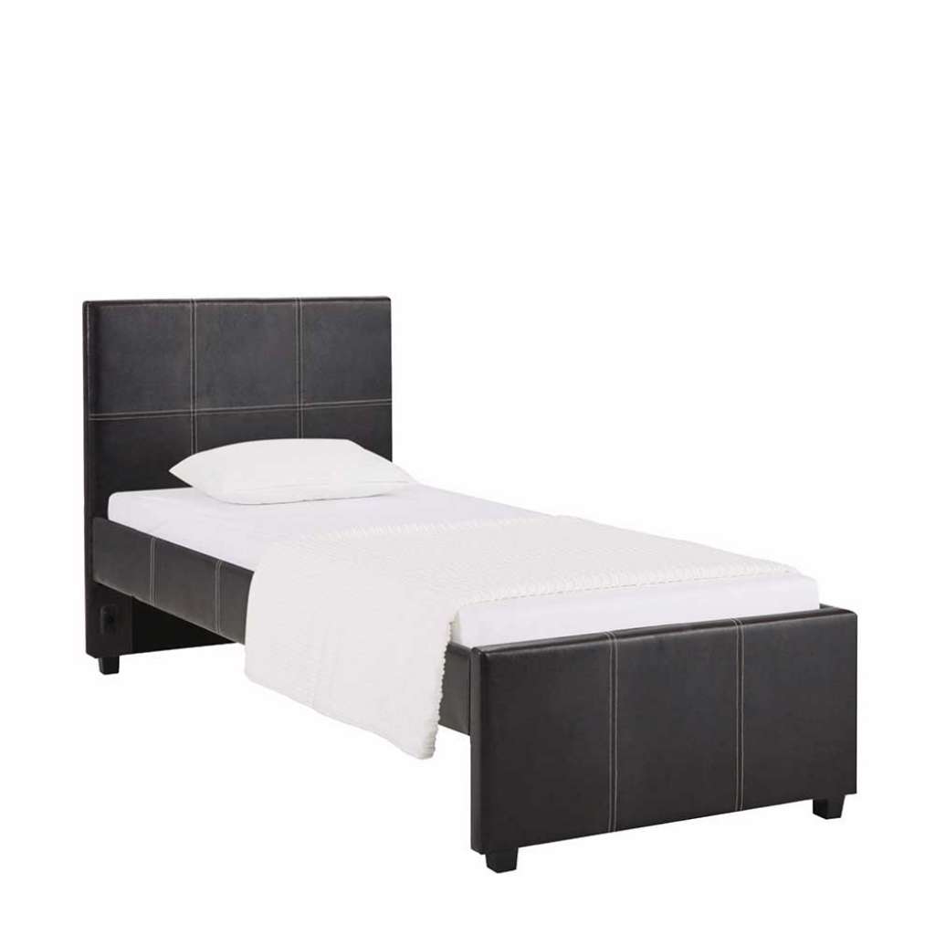 Bettrahmen in Dunkelbraun Kunstleder modern