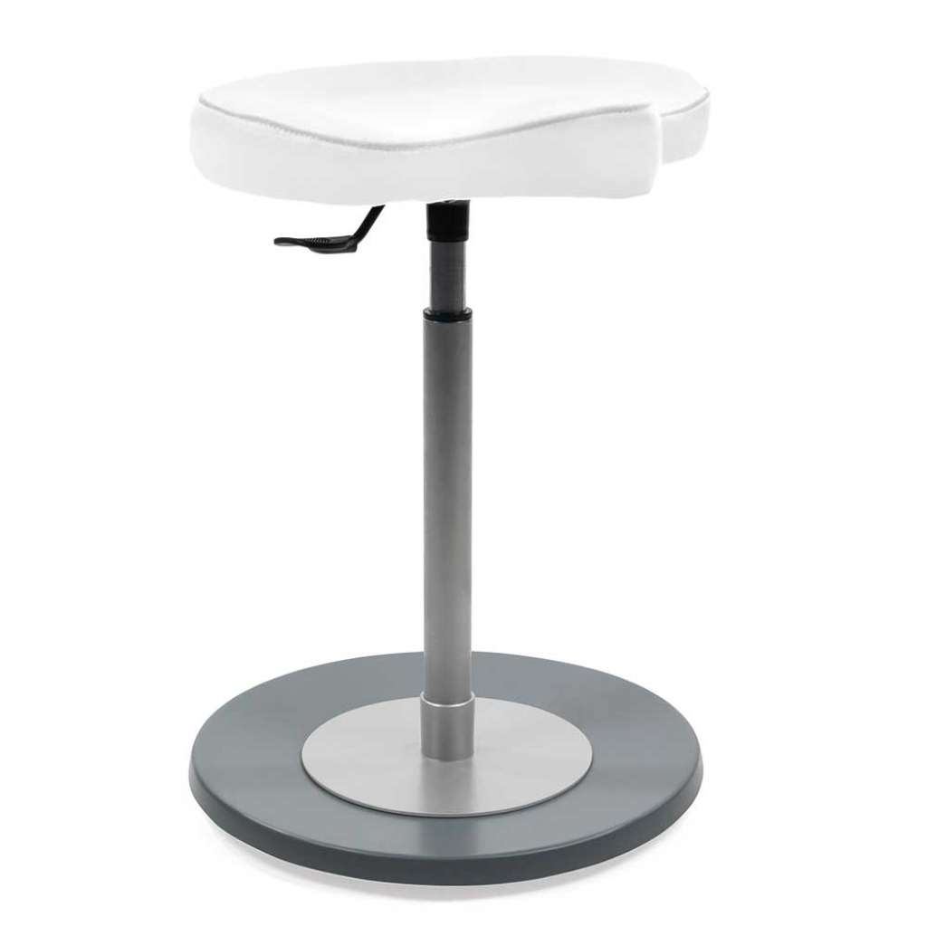 Höhenverstellbarer Sitzhocker in Weiß Kunstleder drehbar