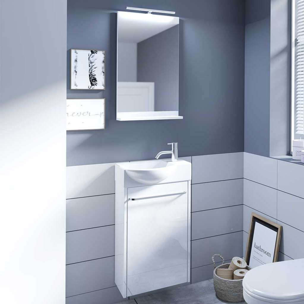 Badmöbel Set für Gäste WC Weiß (2-teilig)