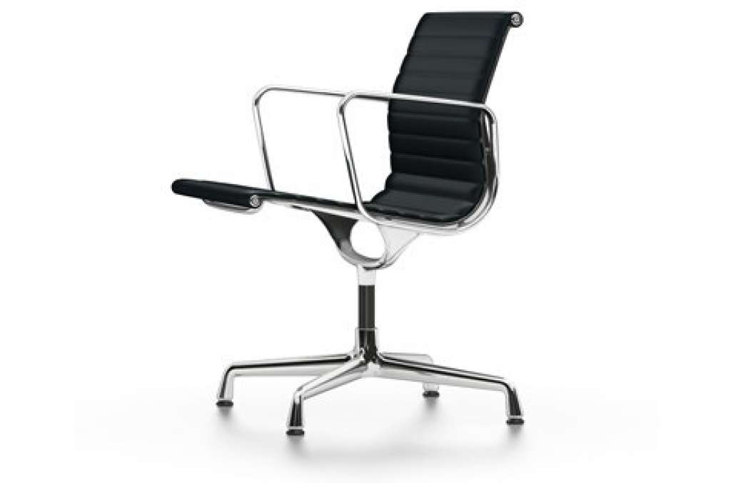 Vitra - Aluminium Chair - EA 108 - Vitra - Leder 66 nero - indoor