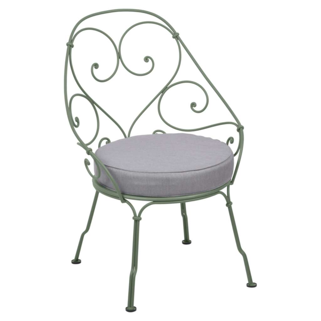 Fermob - 1900 Sessel Cabriolet - 82 Kaktus - Kissen flanellgrau - outdoor